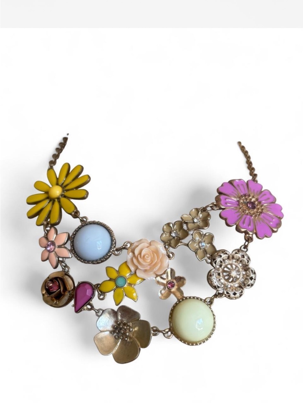 Vintage multi-Flower Cluster Statement Necklace